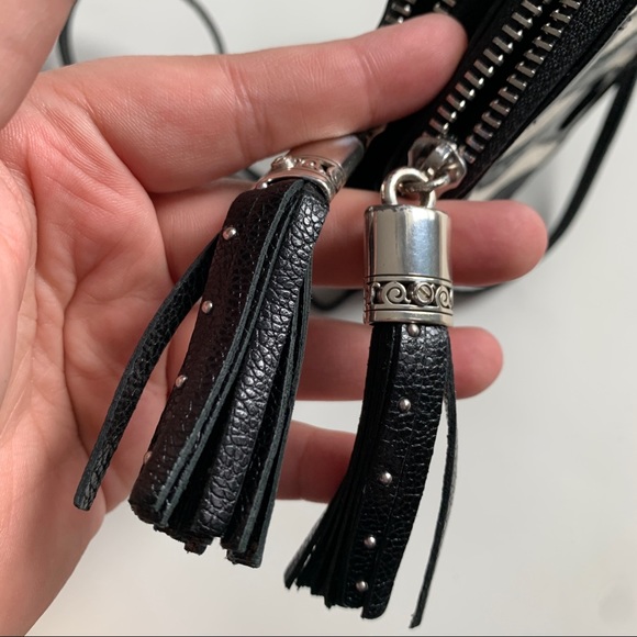 Brighton Zebra Print Leather Crossbody Bag Purse Black White Small - Picture 4 of 11